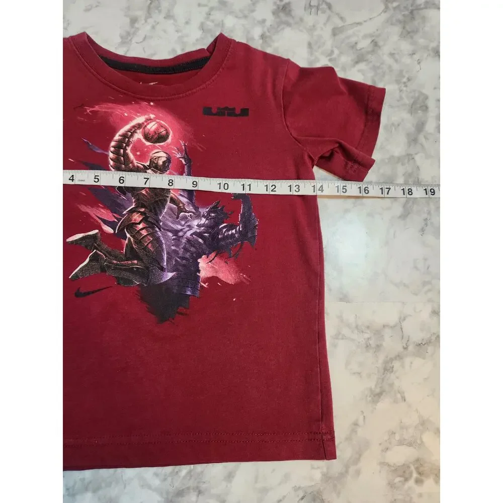 Nike Dri Fit Youth Burgundy‎ Crew Neck Lebron James Short Sleeve T-Shirts Sz 6